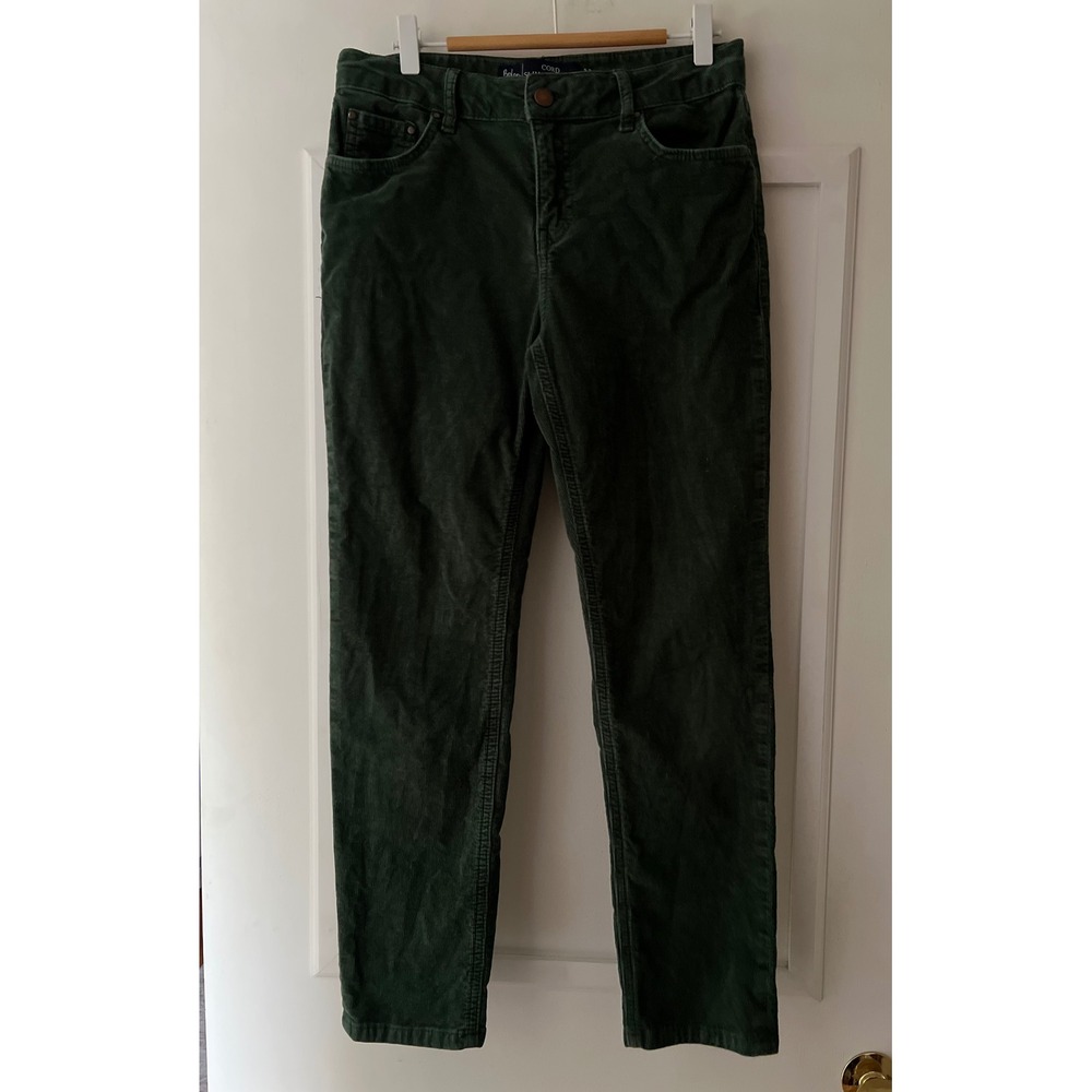 Boden Denim Slim Straight Corduroy Pants Olive Forest Green US 6
